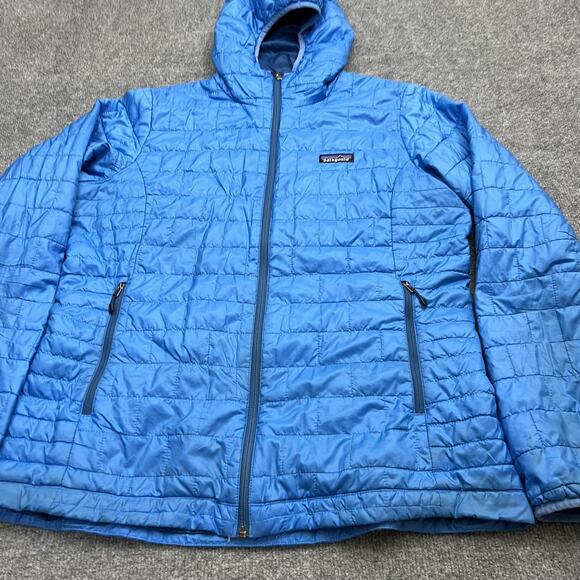 Patagonia Jacket Womens XL Blue Nano Puff Hooded Insulated Puffer Coat - Picture 3 of 15